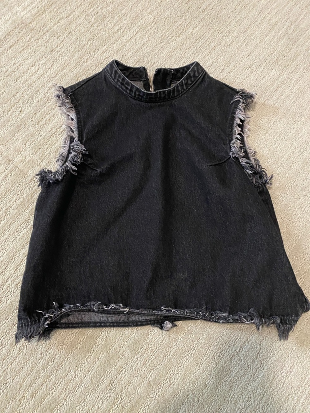 GAP Black Frayed Denim Sleeveless Top